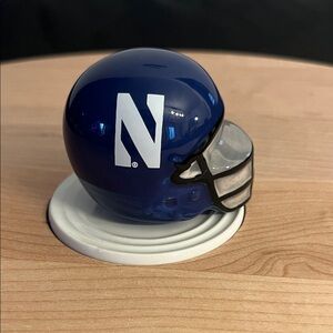 Blue Mini Football Helmet with White 'N'